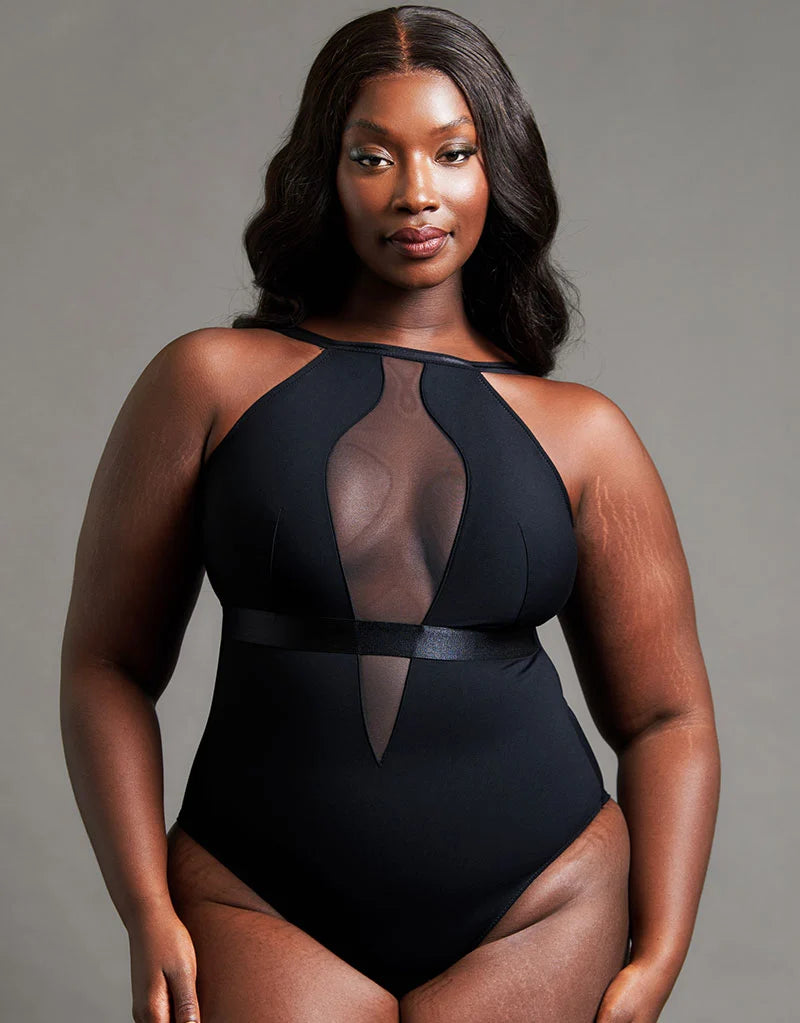 Scantilly Swerve Non-Wired Bodysuit In Black - Curvy Kate