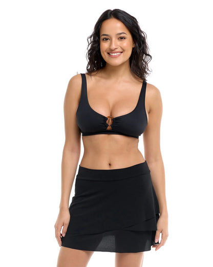 Solid Corina Mesh Skirt Coverup In Black - Skye