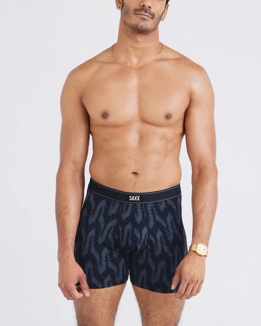 Daytripper Comfort Stretch Boxer Brief Fly in Ikat Chevron Deep Navy - SAXX