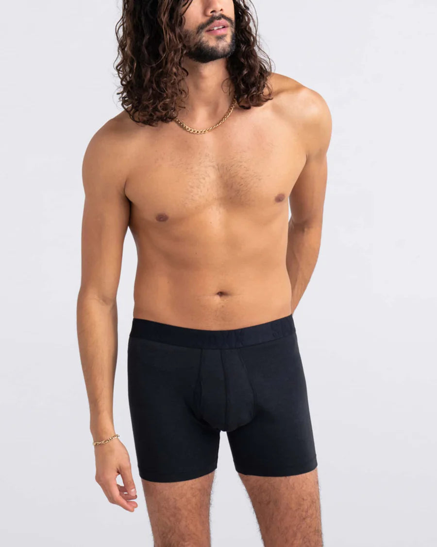 Droptemp Cooling Cotton Boxer Brief Fly in Black - SAXX