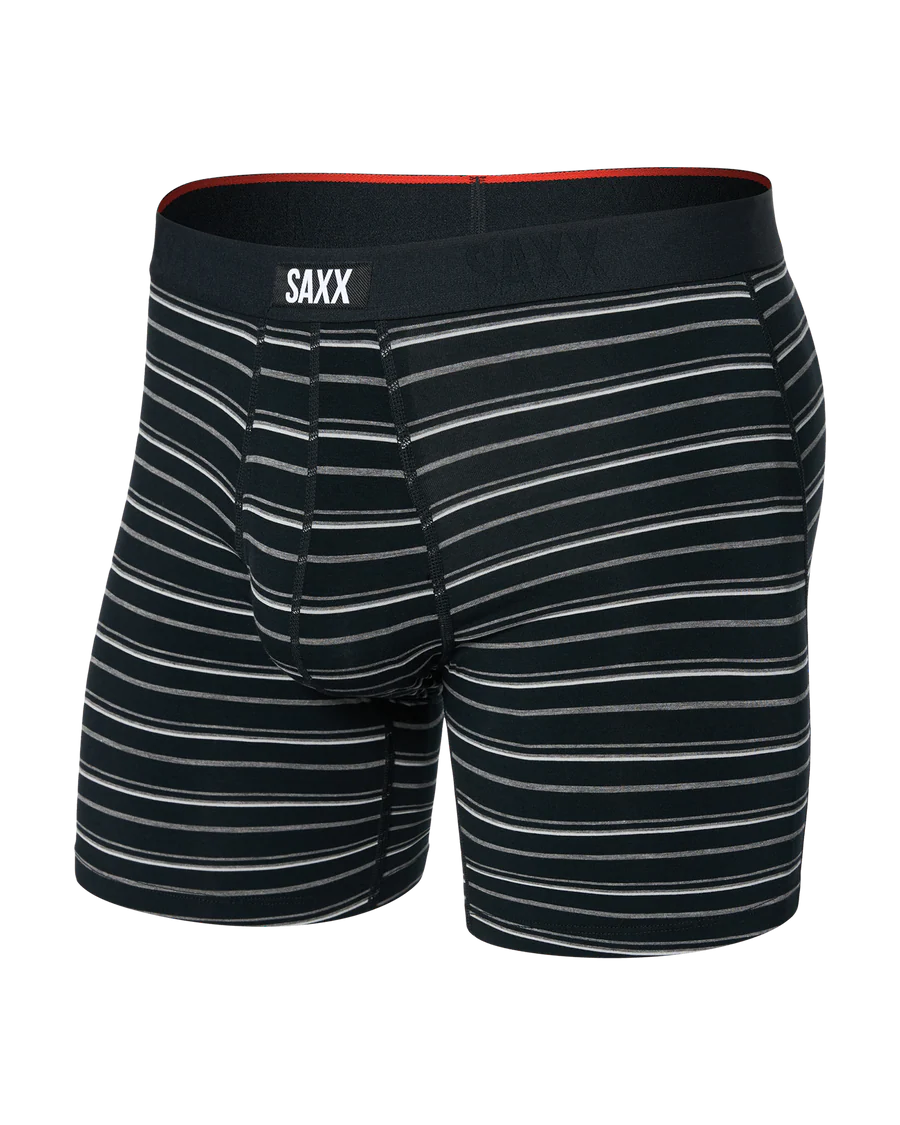 Vibe Xtra Soft Comfort Boxer Brief Fly in Black Coast Stripe - SAXX