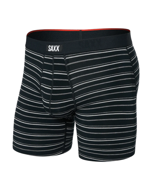 Vibe Xtra Soft Comfort Boxer Brief Fly in Black Coast Stripe - SAXX