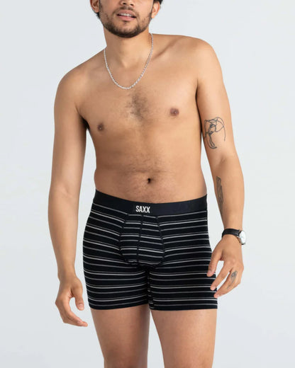 Vibe Xtra Soft Comfort Boxer Brief Fly in Black Coast Stripe - SAXX
