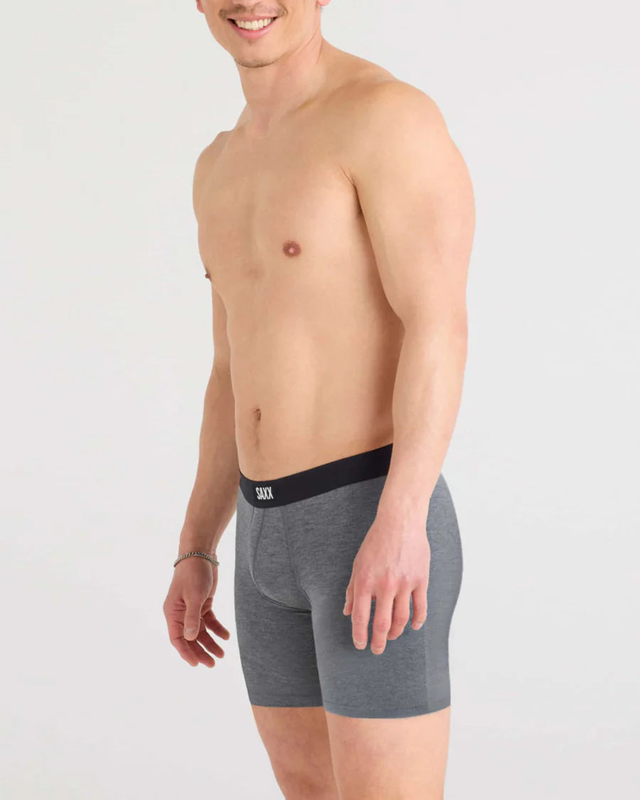 Vibe Xtra Soft Comfort Boxer Brief Fly in Dark Grey Heather - SAXX