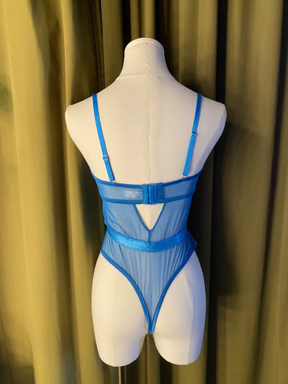 The Embroidery Underwire Bodysuit In Hawaiian Blue - Kilo Brava