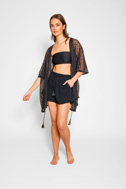 Miami Tie Front Shorts In Black - Koy Resort