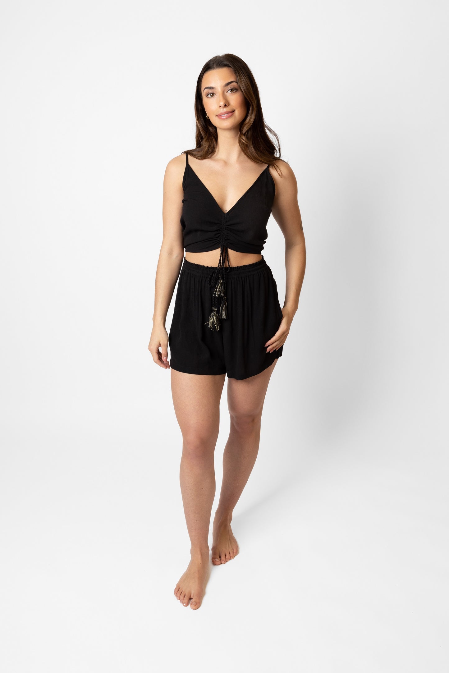 Miami Tie Front Shorts In Black - Koy Resort