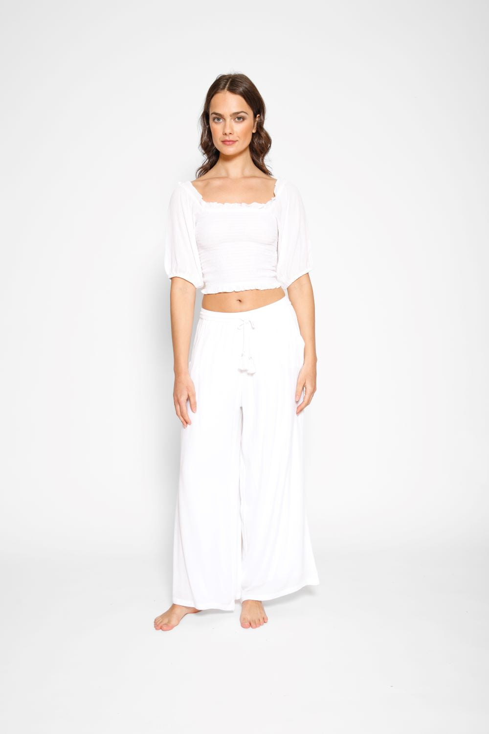 Miami Wide Leg Pant In White - Koy Resort