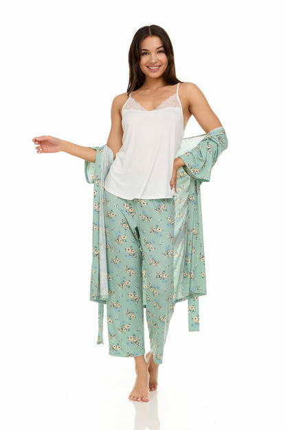 Madison Travel PJ Set In Sage - Flora Nikrooz