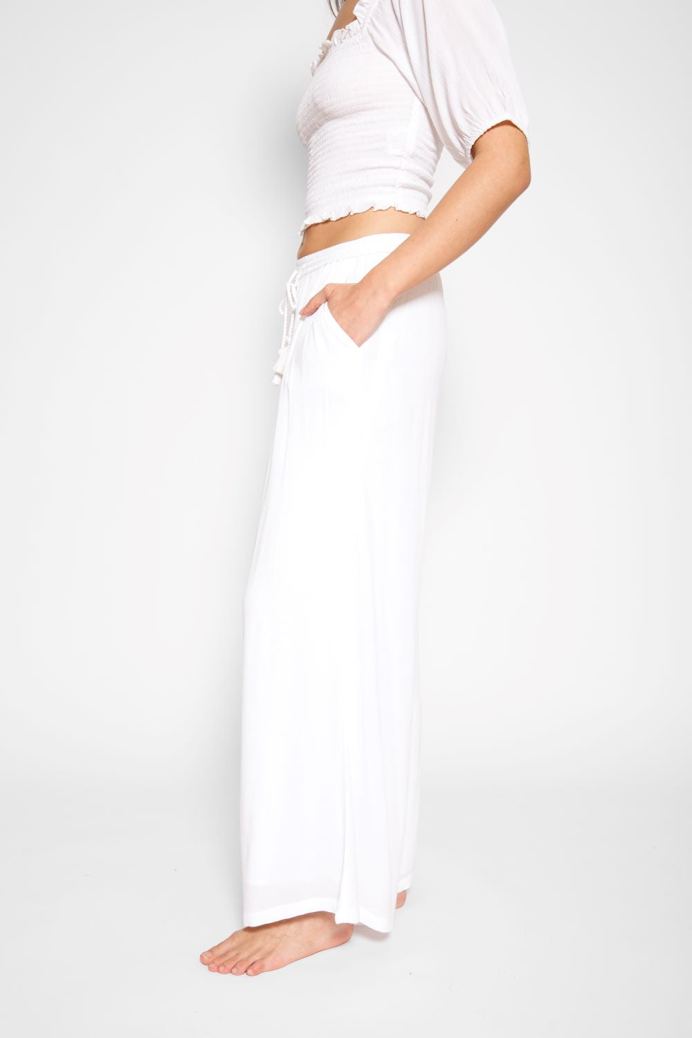 Miami Wide Leg Pant In White - Koy Resort