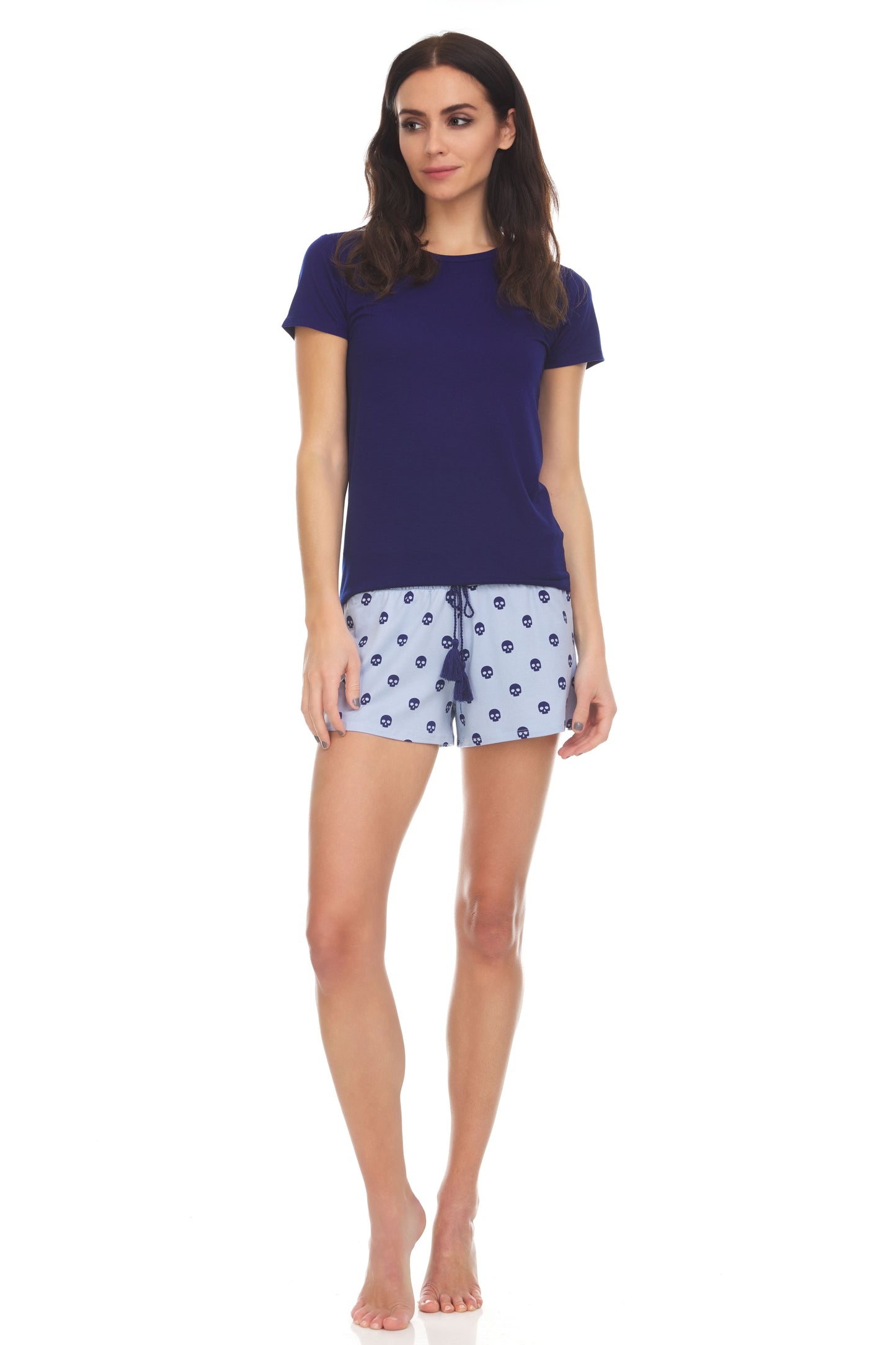 Lola Knit Short Sets In Navy - Flora Nikrooz