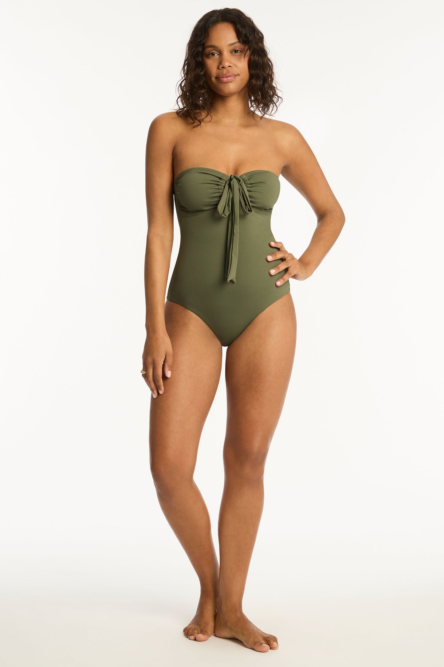 Essential Halter Swimsuit In Khaki - Sea Level