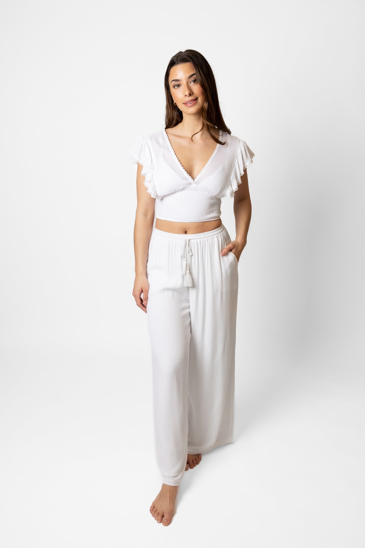 Miami Wide Leg Pant In White - Koy Resort