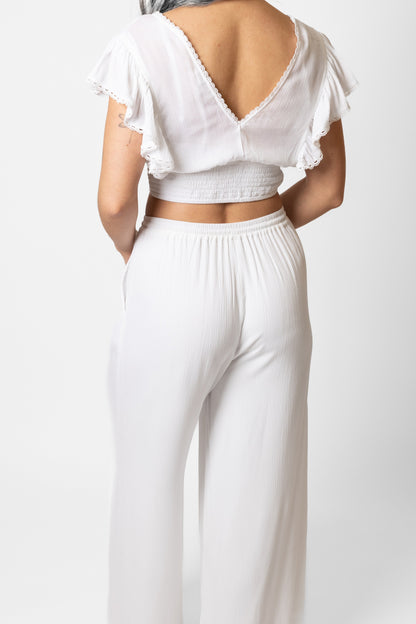 Miami Wide Leg Pant In White - Koy Resort