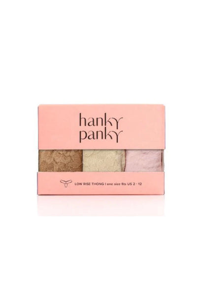 3 Low Rise Thongs in Basic Colors - Hanky Panky