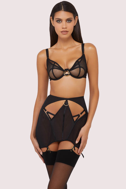 Emilia Mesh Cut Out Double Ring Girdle In Black - Wolf & Whistle