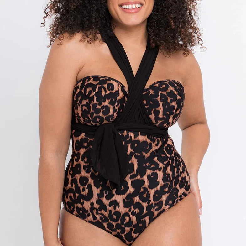 Wrapsody Bandeau Swimsuit In Leopard - Curvy Kate – BraTopia