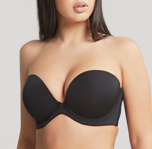 Faith Moulded Plunge Strapless Bra In Noir - Cleo by Panache