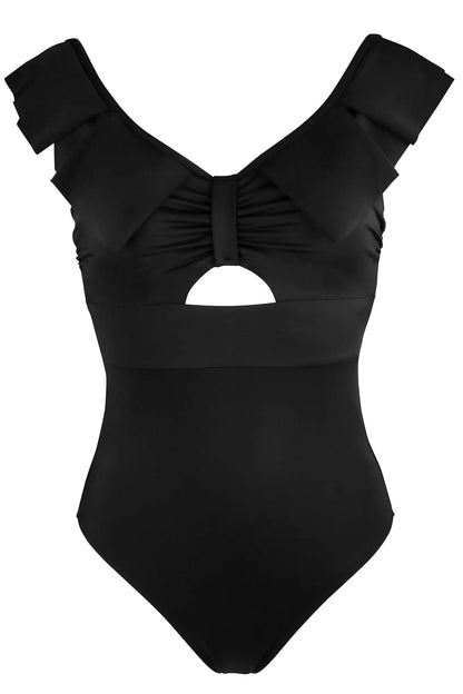 Space Frill Non-Wired Swimsuit In Black - Pour Moi