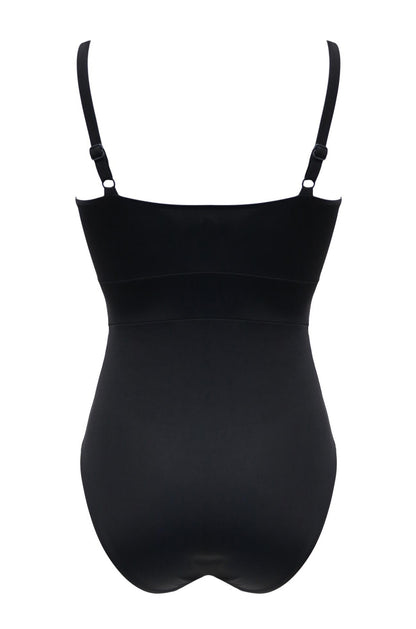 Ruched Pleated Control Swimsuit In Black - Pour Moi