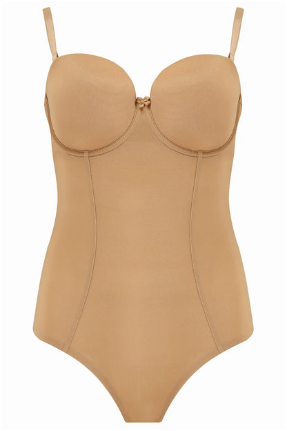 Definitions Strapless Shaping Body In Caramel - Pour Moi
