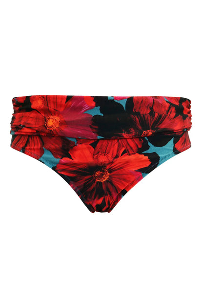 Orchid Luxe Fold Over Brief In Red & Teal - Pour Moi