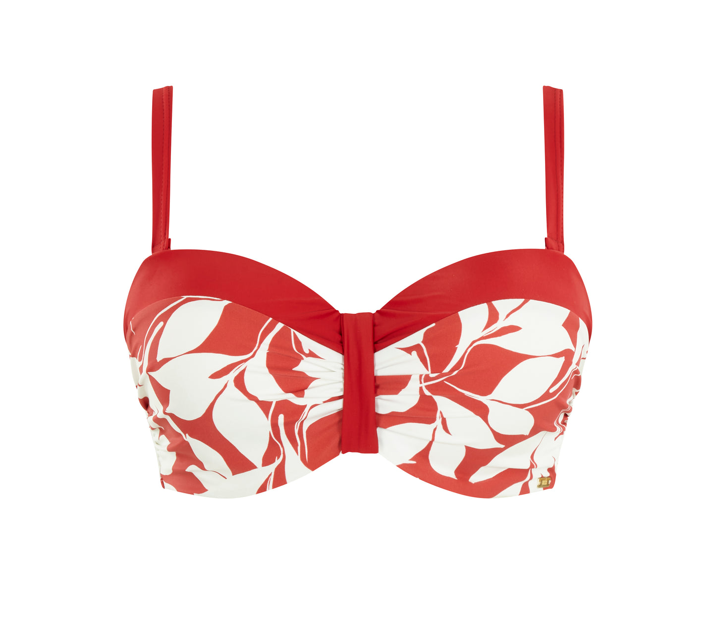 Oasis Moulded Bandeau Bikini Top In Botanical Red - Panache