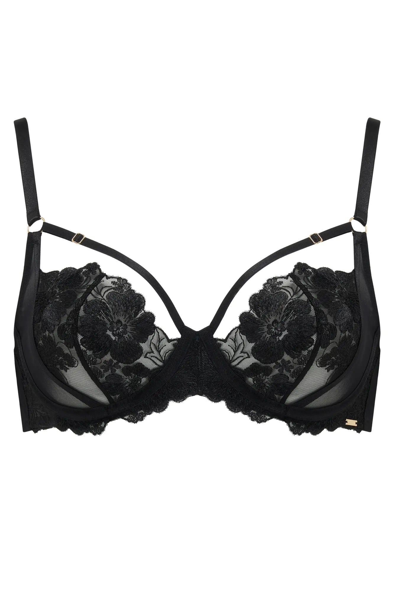 India Bold Embroidery Non Padded Bra In Black - Pour Moi