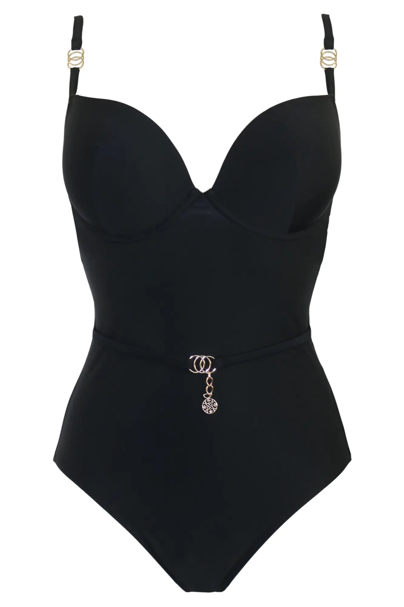 St Barts Control & Push-Up Padded Underwired Swimsuit In Black - Pour Moi