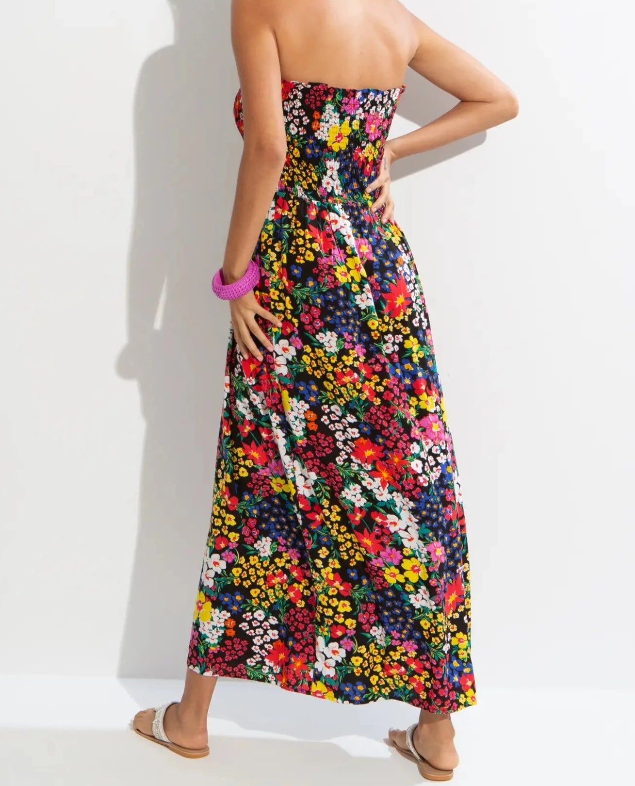 Shirred bodice maxi 2024 dress