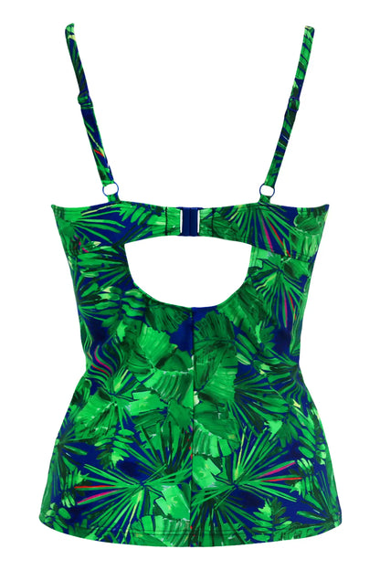 Pacific Beach Lightly Padded Tankini Top In Navy Fern - Pour Moi