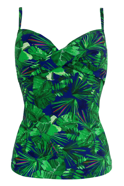 Pacific Beach Lightly Padded Tankini Top In Navy Fern - Pour Moi