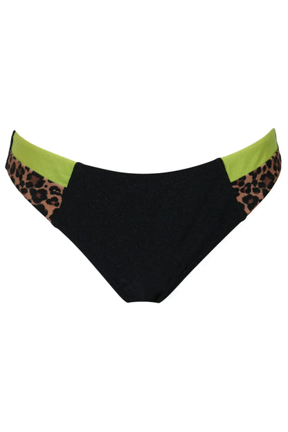 Palm Springs Colour Block Tab Brief In Black & Lime - Pour Moi