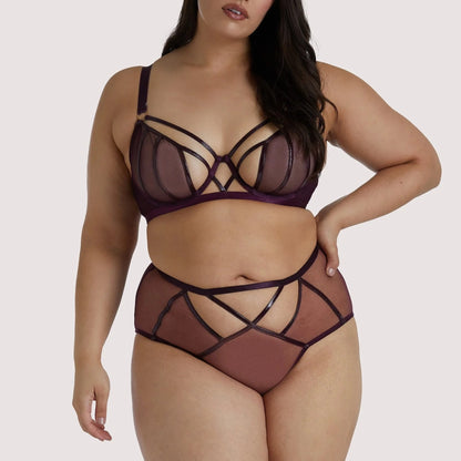 Kelly Mesh Brief With PVC Binding In Wine - Playful Promises