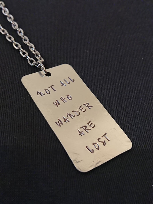Ninestyles - Not All Who Wander Are Lost Necklace (Rectangle)