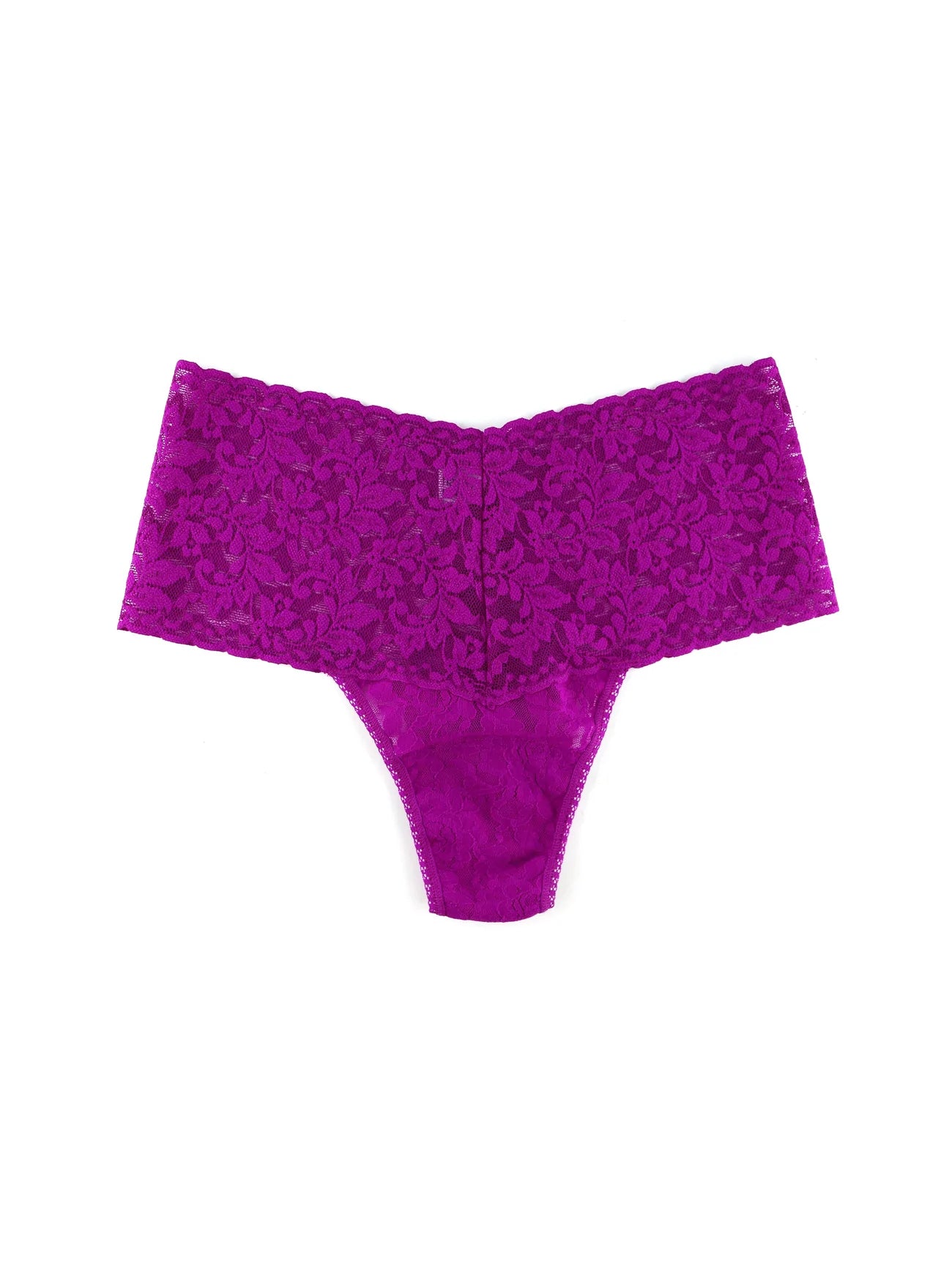 Plus Size Retro Signature Lace Thong In Countess Pink - Hanky
