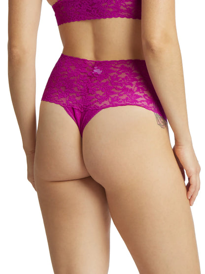 Plus Size Retro Signature Lace Thong In Countess Pink - Hanky Panky