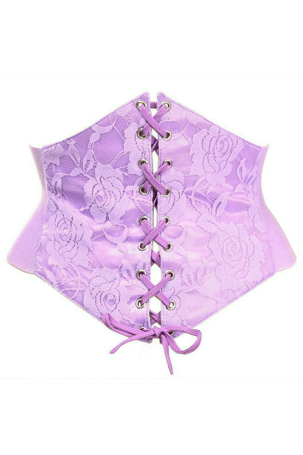 Purple Lace Overlay Ribbon Belt Overbust Boned Corset Top Lace Up Bustier  Zip Closure S M L XL