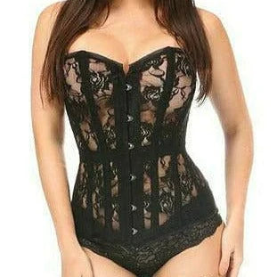 Lavish Sheer Lace Over Bust Corset In Black - Daisy Corsets