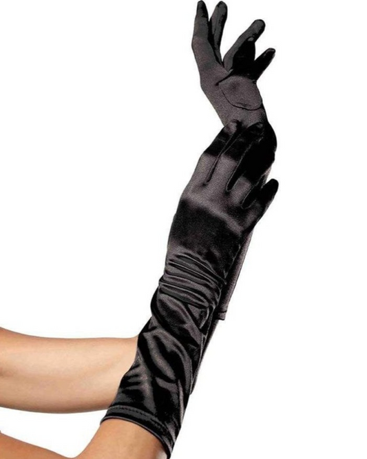 Leg Avenue Elbow Length Satin Gloves In Black