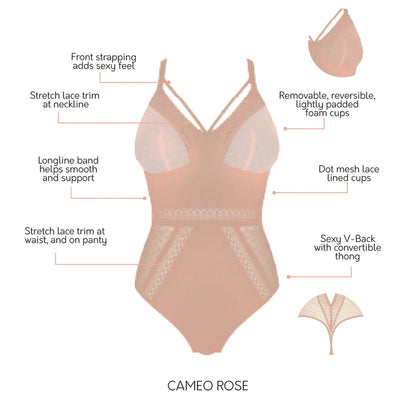 Mia Dot Wire Free Mesh Bodysuit In Cameo Rose - Parfait