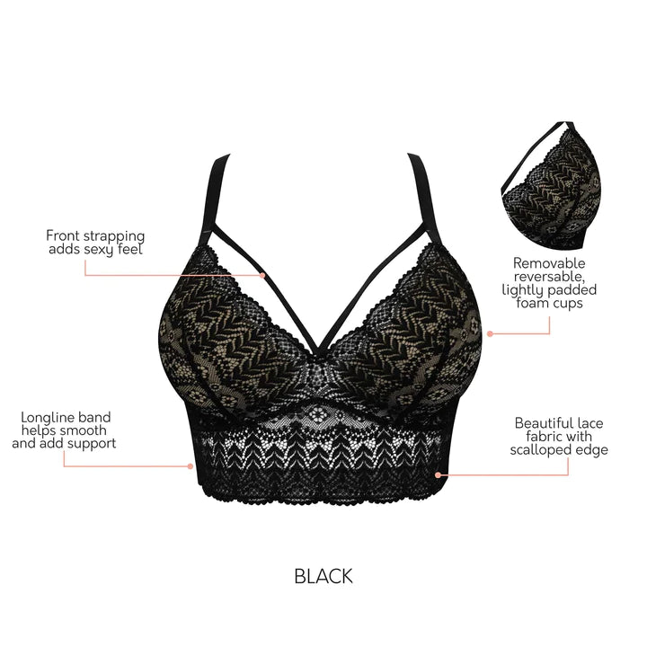 Bralette with removable cups in black Principessa Lace lace - Yamamay