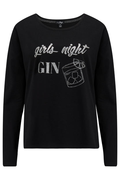 Girls Night Gin Cotton Jersey PJ Set In Black - Pour Moi
