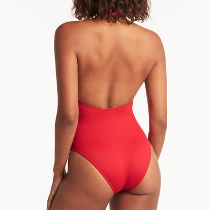 Essential Keyhole Halter Swimsuit In Red - Sea Level