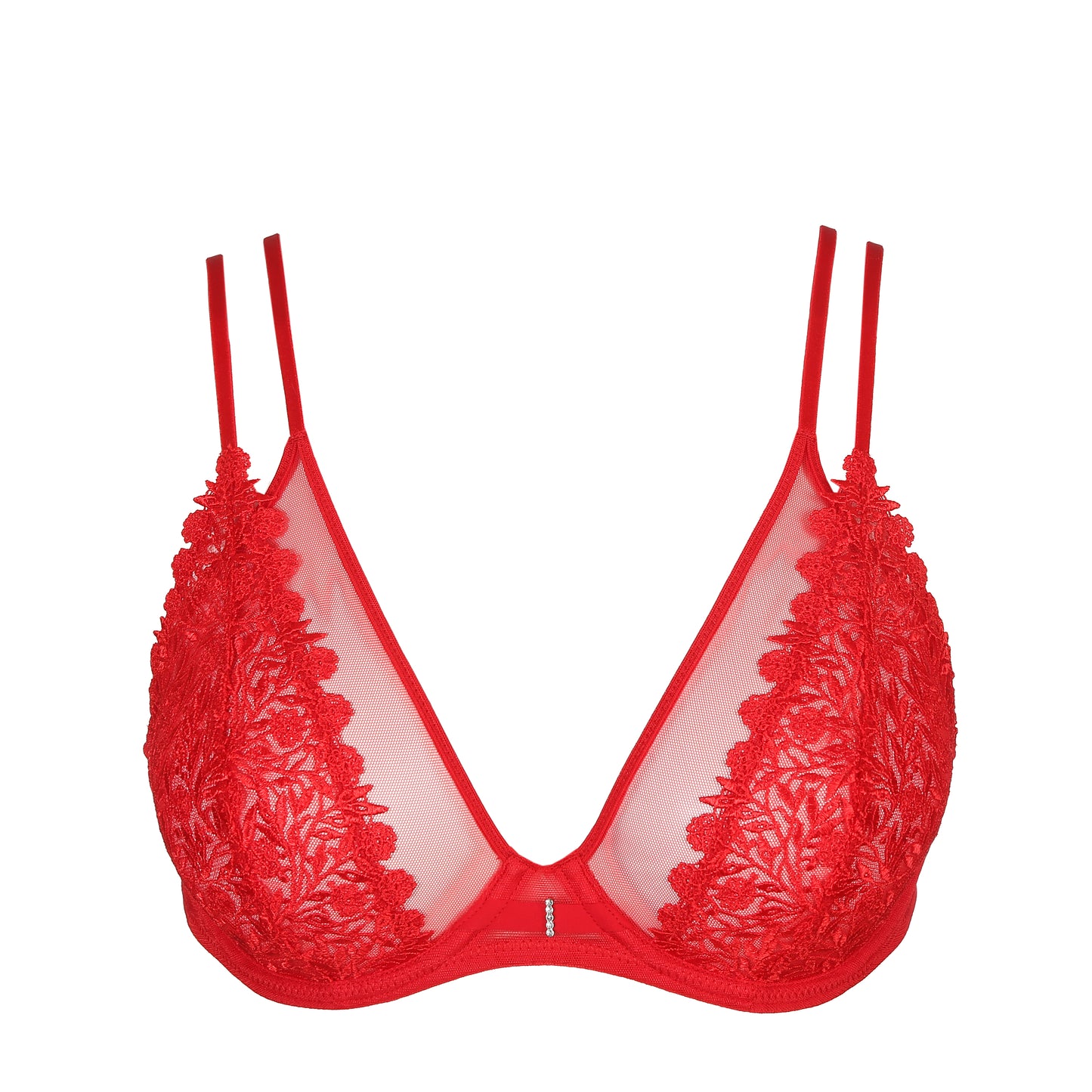Danae Deep Plunge With Embroidery Bra In Red - Marie Jo