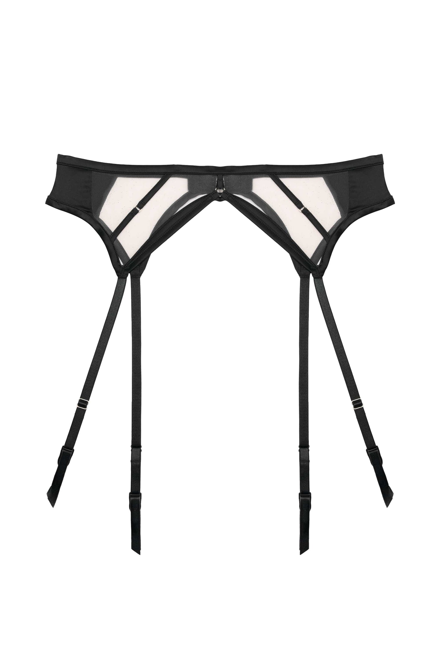 Ramona Strap Detail Illusion Mesh Suspender In Black - Playful Promises
