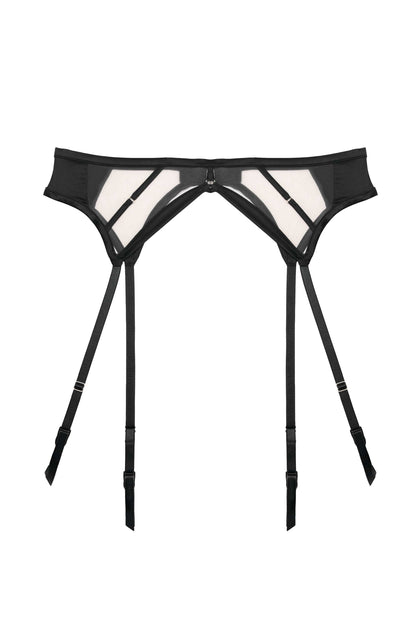 Ramona Strap Detail Illusion Mesh Suspender In Black - Playful Promises