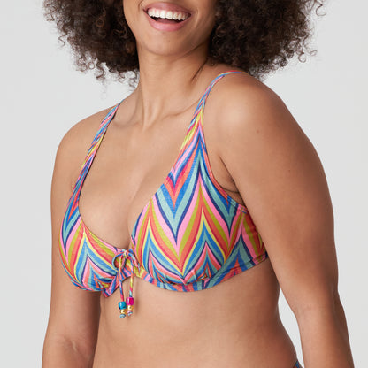 Kea Half Padded Plunge Bikini Top In Rainbow Paradise - Prima Donna