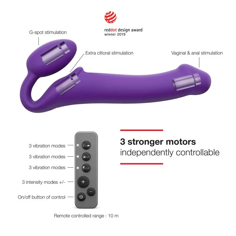 Vibrating Bendable Strap On In Purple - Strap-on-me