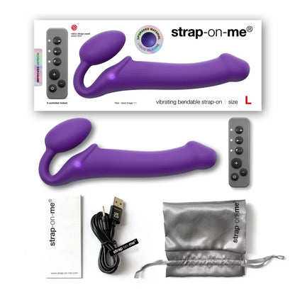 Vibrating Bendable Strap On In Purple - Strap-on-me